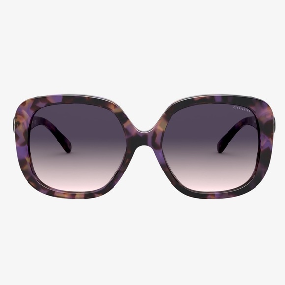 Coach purple violet tortoise square shaped sunglasses - Picture 2 of 5
